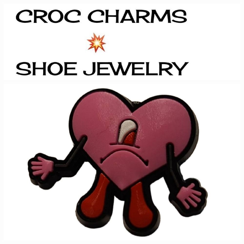 6/$20 Shoe Charm 🌟Bad Bunny Sad Heart ❤️ Walking Band Clog Shoe Jewelry